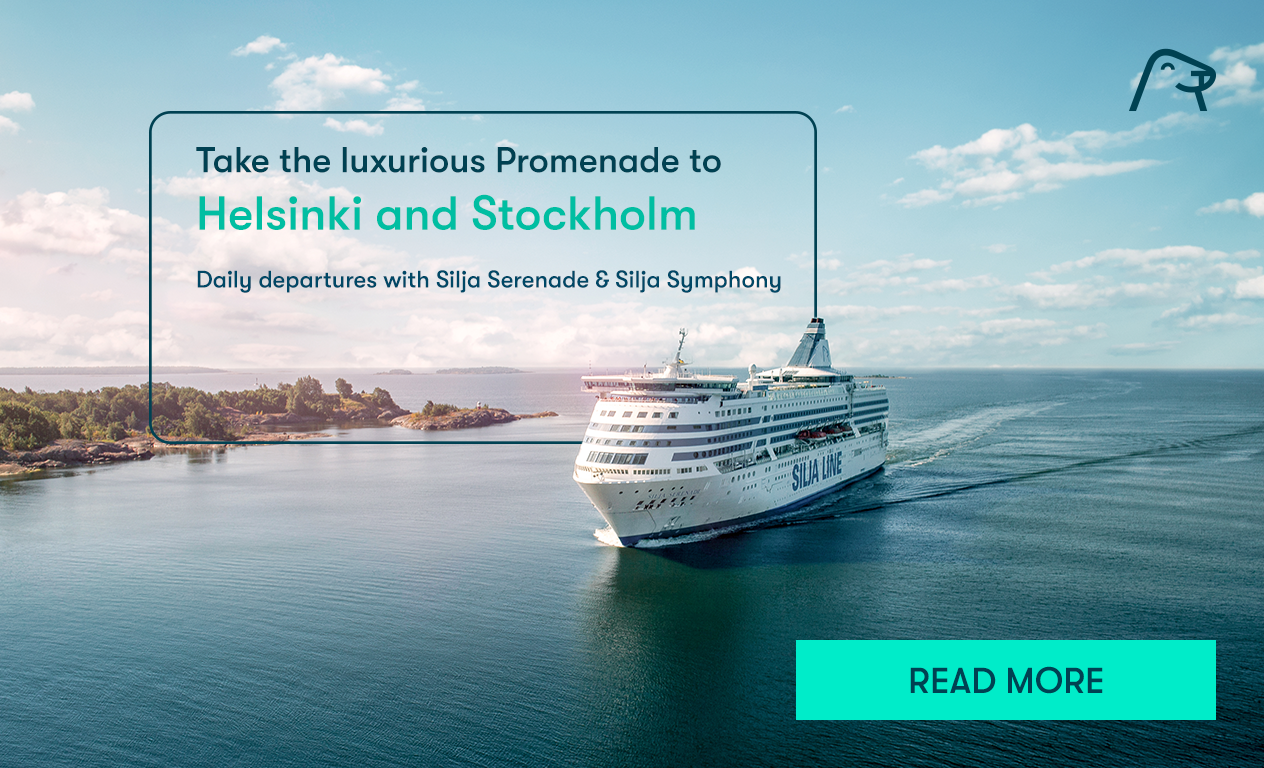 Daily departures to Helsinki and Stockholm. One way and roundtrip cruises.