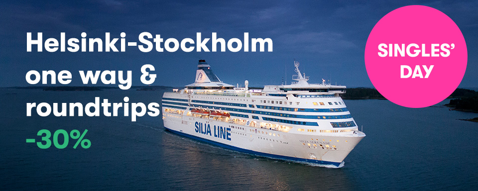 Singles Day Offer
Helsinki-Stockholm
One-way or round-trip
Save up to 30%