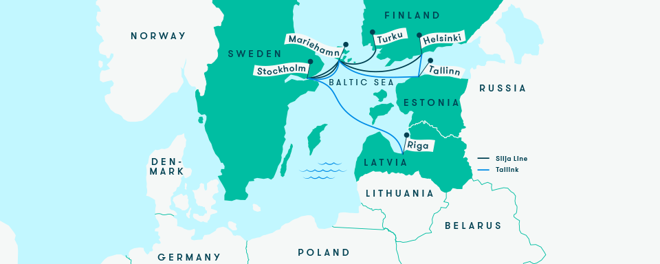 Tallink and Silja Line route map